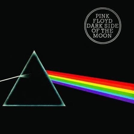 Pochette de l'album The Dark Side of the Moon de Pink Floyd, prisme et arc-en-ciel, 1973